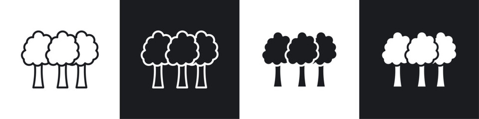 Trees icon symbol collection on white background.