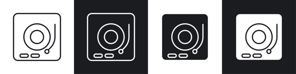 Turntable icon symbol collection on white background.