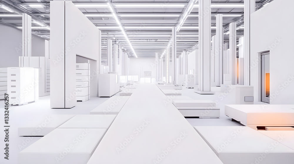 Aufkleber factory automation event showcasing conveyor speed dynamics industrial space high-tech environment