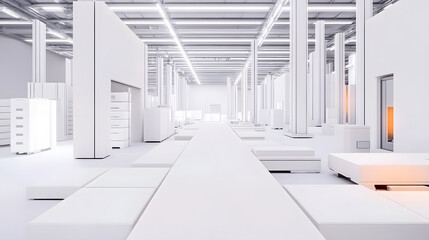 Factory automation event showcasing conveyor speed dynamics industrial space high-tech environment