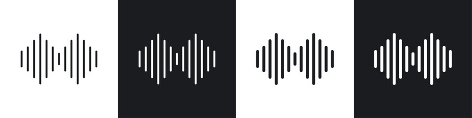 Waveform icon symbol collection on white background.