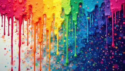 Fototapeta premium Rainbow pixel drip texture, vibrant digital art , design, texture