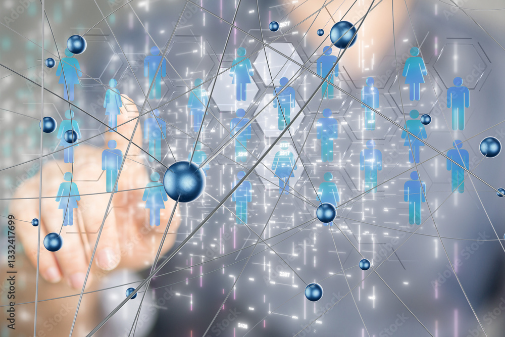 Poster conference Digital Network and data concept 3d