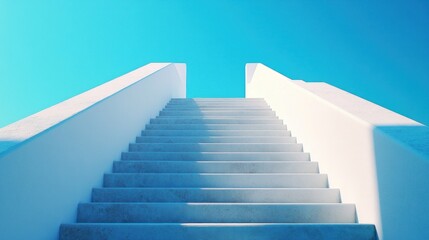 Fototapeta premium Ascension: White Steps Reaching for a Vibrant Sky