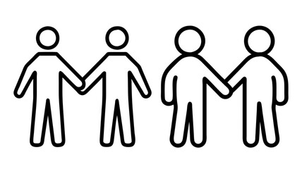 holding hands icon, holding hands line art - simple line art of holding hands, perfect for holding hands logos and icons