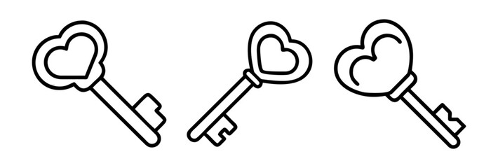 key to heart icon, key to heart line art - simple line art of key to heart, perfect for key to heart logos and icons