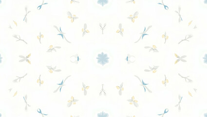 Flat Coastal magnolia seamless tile pattern with airy magnolias and light blue accents on white background ideal for beach inspired rooms concept as Airy magnolias and light blue accents on white back