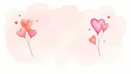 Whimsical watercolor illustration of heart shaped balloons in pink tones perfect for romantic designs and celebratory invitations concept as Heart shaped balloons in pink tones whimsical watercolor il