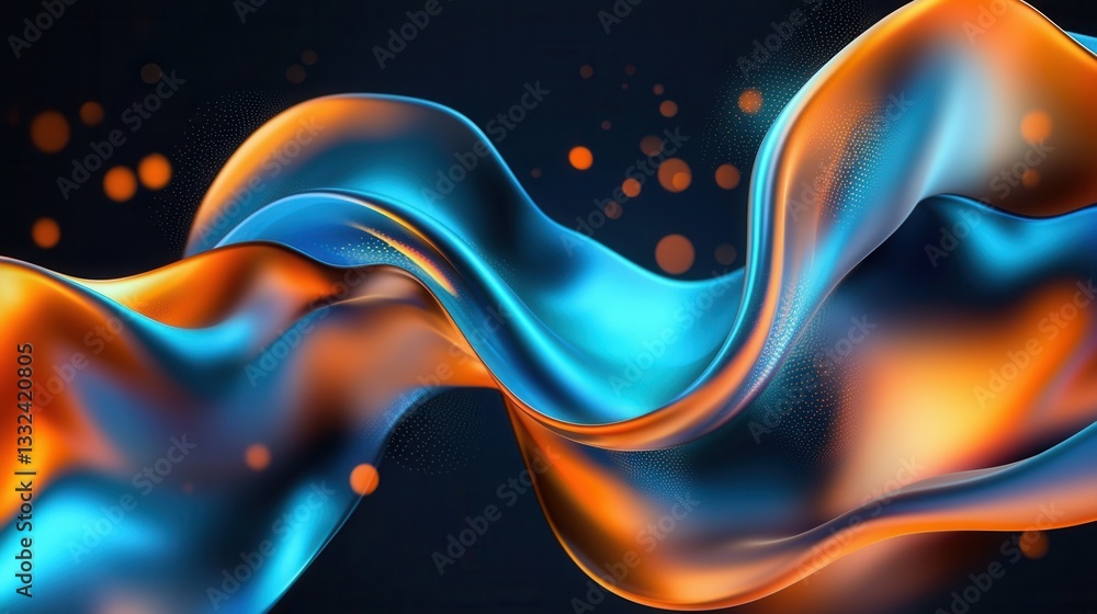 Poster dynamic vibrant and mesmerizing digital artwork featuring fluid multicolored neon waves in motion cr