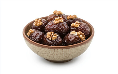 Traditional Middle Eastern Stuffed Dates with Nut and Cream Filling Isolated on transparent background. Isolated on transparent background.