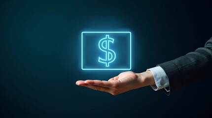 Flat Hand Showcasing Holographic Investment Tax Benefits Symbol: A Minimalist Vector Illustration Highlighting Tax Advantages for Smart Business Decisions in an Empty Space Background