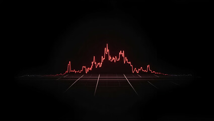 Stunning Animation of a Red Graph on a White Grid Against a Black Background - Perfect for Stock Photos with Empty Space on the Left Side for Customizable Content