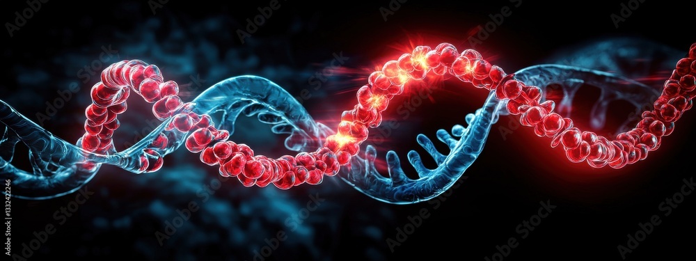 Poster Colorful Representation of DNA Double Helix Structure in 3D View