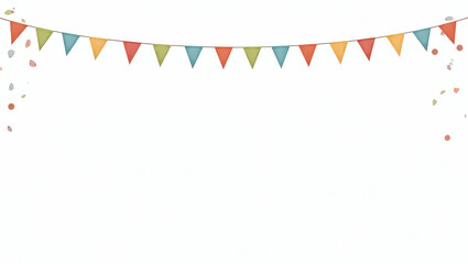 Colorful Triangular Flags Hanging on Strings Isolated on Transparent Background - Perfect for Festive Decorations and Stock Photo Concepts with Empty Space on the Left