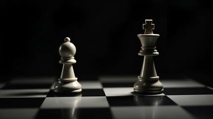 Flat King and Knight Chess Setup: Classic Strategy on Dark Background