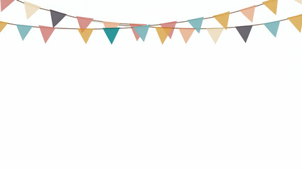 Colorful Triangular Flags Hanging on Strings: A Festive Decorative Element for Celebrations - Simple Flat Vector Illustration for Smart Business Use