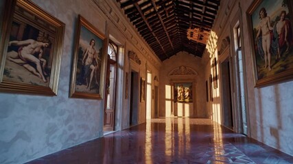 Elegant Art Gallery Interior with Light Reflections