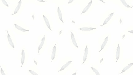 Fototapeta premium Airy Bamboo and Feathers Seamless Pattern for Light Textiles Branding