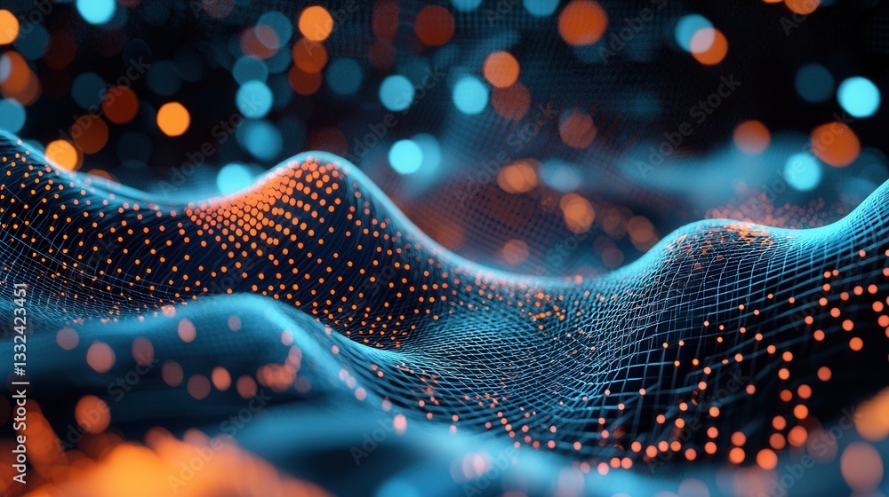 Aufkleber captivating abstract digital showcasing a dynamic sound wave design with luminous neon like orange a