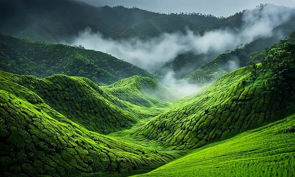 tea plantations of munnar india landscape video