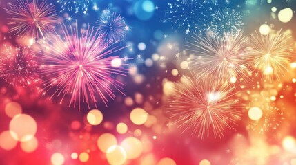 Fototapeta premium Vibrant Firework Display for New Year Celebration, Festive Background