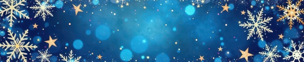 Obraz premium Intricate snowflakes & star border; elegant winter design , celebration, light