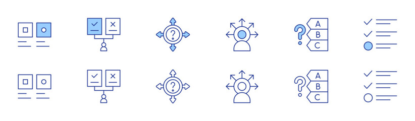 Options icon set in two styles, Duotone and Thin Line style. Editable stroke. project, choose, choice, options, option, check list