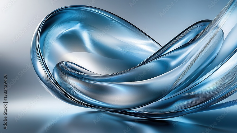 Poster this image depicts a mesmerizing abstract composition of dynamic glowing blue waves flowing and swir