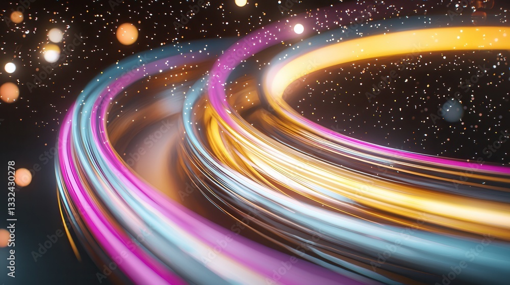 Poster captivating abstract image featuring dynamic high speed neon wave lines in a mesmerizing array of vi