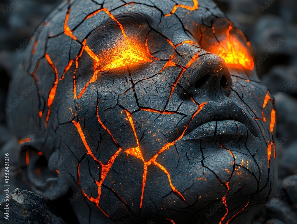 Poster captivating mosaic of shattered reflections ablaze with smoldering emotions and fragmented expressio