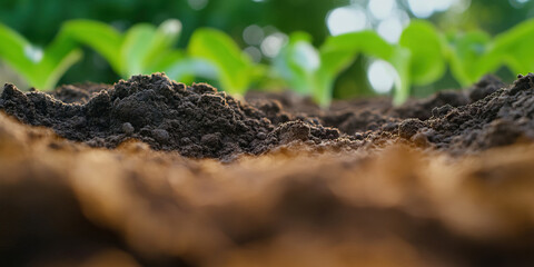 Close-up of Soil and Young Plants