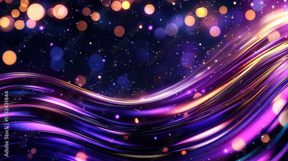 Poster vibrant abstract image featuring dynamic sound waves in a futuristic neon inspired color palette cre