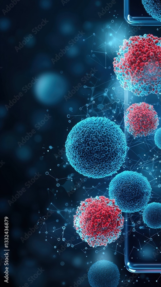 Poster abstract representation of biological cells and molecular structures