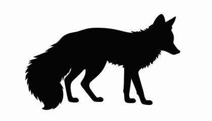 Minimalist black silhouette of a fox symbolizing cunning and intelligence on white background