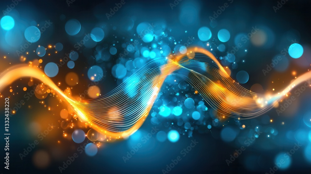 Poster mesmerizing futuristic abstract background featuring dynamic luminous neon waves of light that casca