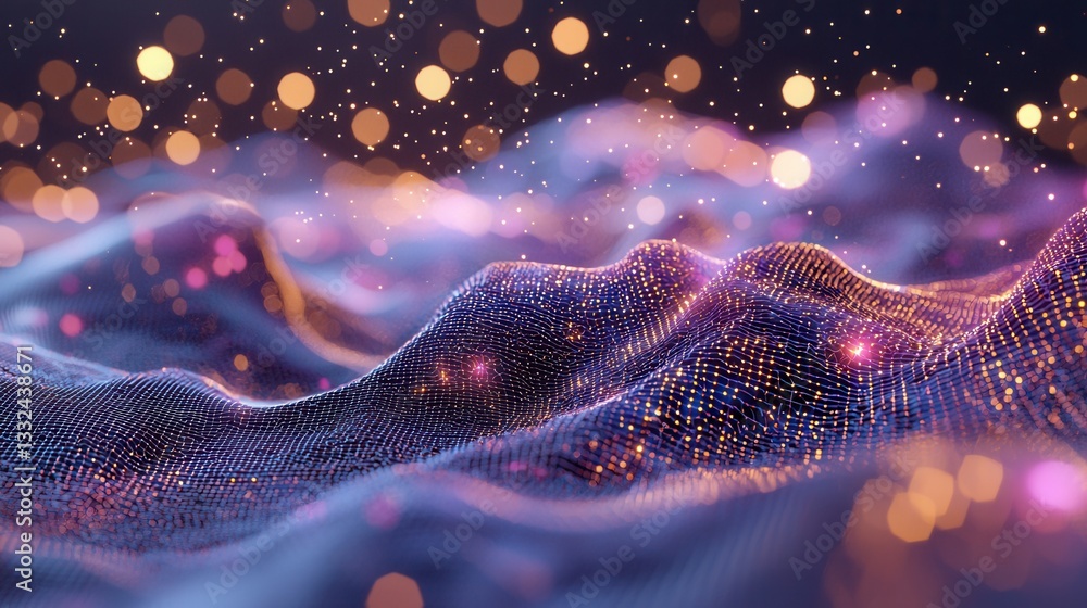 Aufkleber a vibrant and dynamic futuristic abstract landscape filled with mesmerizing neon lights particles an