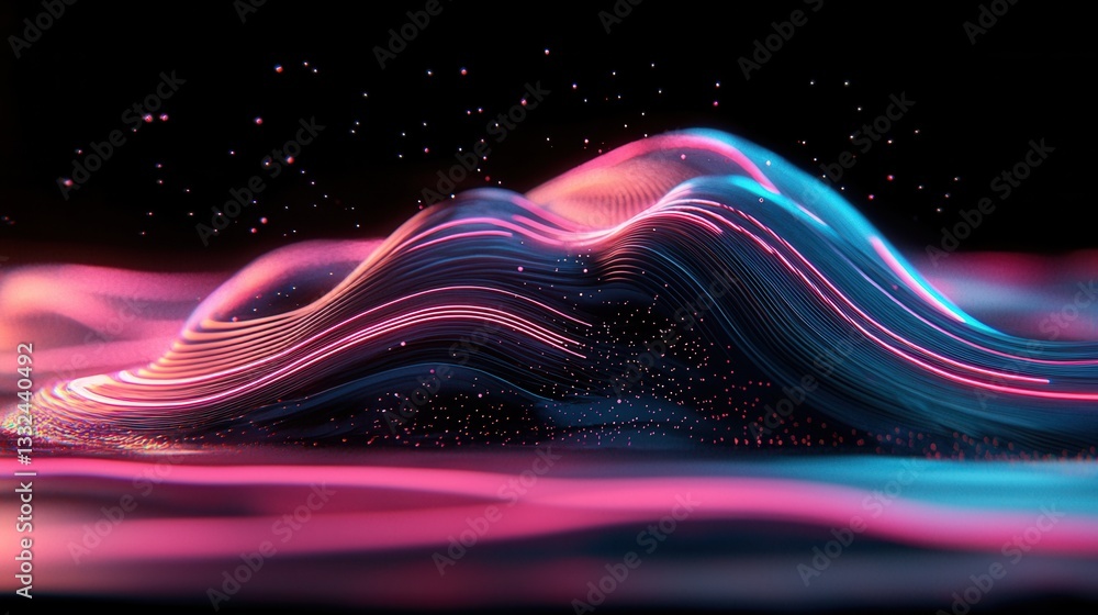 Poster a dynamic and visually captivating digital landscape depicting the flow of data and energy at high s