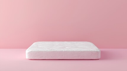 Soft Pink Mattress on Minimal Surface with Light Pink Background