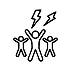 Obraz premium Simple black vector icon of a flash mob