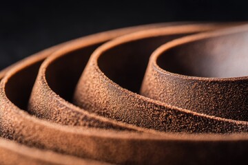 Abstract close-up of textured chocolate sculpture