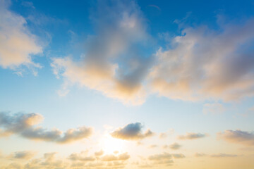 Fototapeta premium Morning cloud and sky background,Panorama sunset sky and cloud background,Exotic sunset and soft pink clouds of pastel tones. Scenic image of textured sky. Perfect summertime wallpaper. 