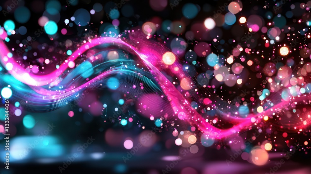 Poster captivating abstract background with vibrant neon inspired colors dynamic glowing waves and shimmeri
