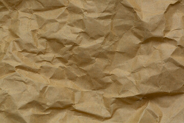 Macro brown crumpled paper background,Recycled brown paper background in close up