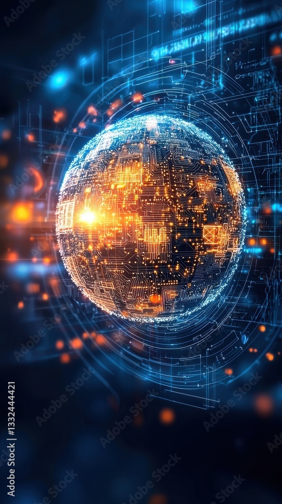 Poster abstract digital representation of global network and connectivity