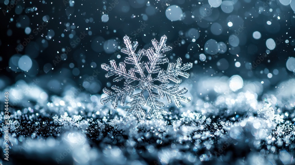Poster stunning snowflake against soft blurred background with sparkles