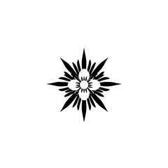 Elegant Black and White Geometric Floral Design, Symmetrical, Minimalist Style, Isolated on White Background.