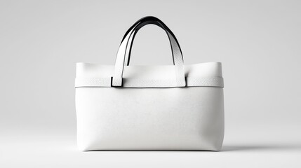 Stylish white handbag with black accents.
