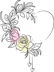 Hand drawn hearts border and frame