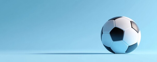Classic Soccer Ball on Light Blue Background: A Minimalist Sports Image