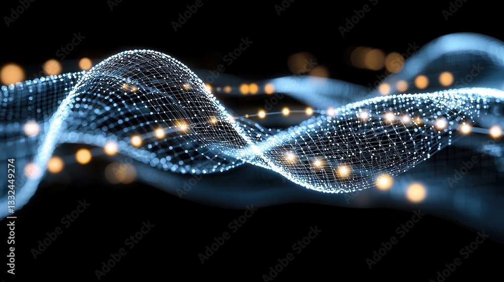 Poster vibrant luminous waves of data and information flow through an interconnected global digital network